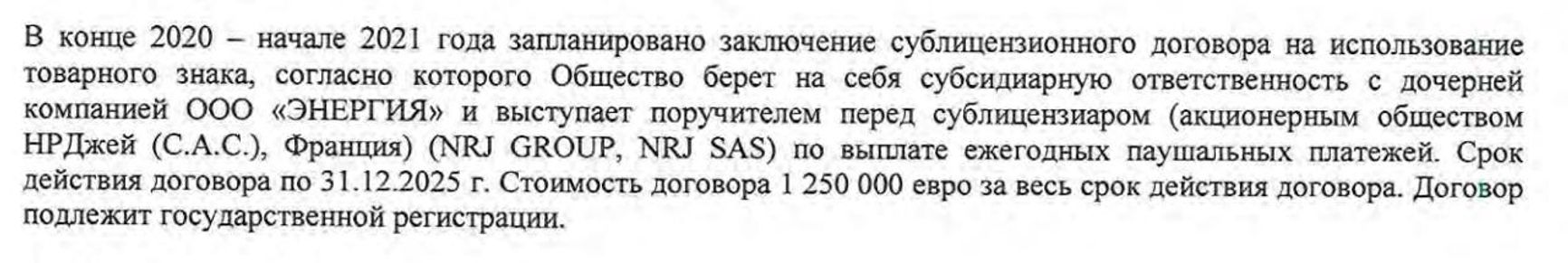 Данные из отчетности компании